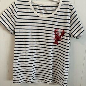 J. Crew Striped T-Shirt with Red Lobster Patch